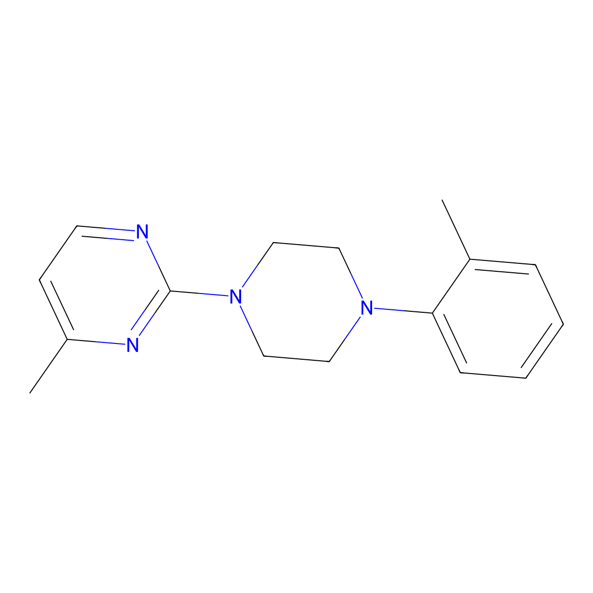 4-Methyl-2-[4-(2-methylphenyl)piperazin-1-yl]pyrimidine molecular structure, CAS 2640974-91-8