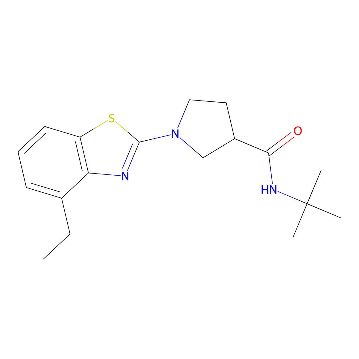 N-tert-butyl-1-(4-ethyl-1,3-benzothiazol-2-yl)pyrrolidine-3-carboxamide molecular structure, CAS 2640974-94-1