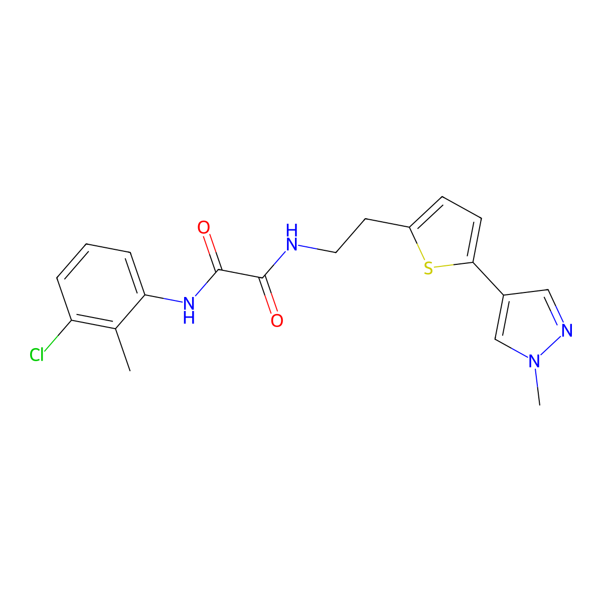 N'-(3-chloro-2-methylphenyl)-N-{2-[5-(1-methyl-1H-pyrazol-4-yl)thiophen-2-yl]ethyl}ethanediamide molecular structure, CAS 2640974-99-6