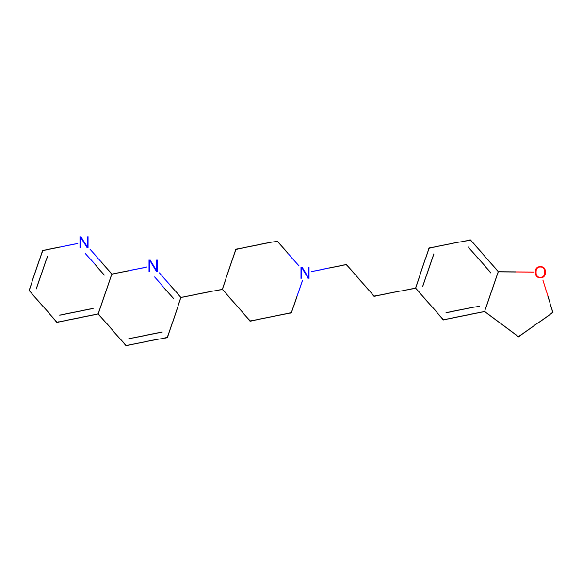 2-{1-[2-(2,3-Dihydro-1-benzofuran-5-yl)ethyl]piperidin-4-yl}-1,8-naphthyridine molecular structure, CAS 2640975-03-5