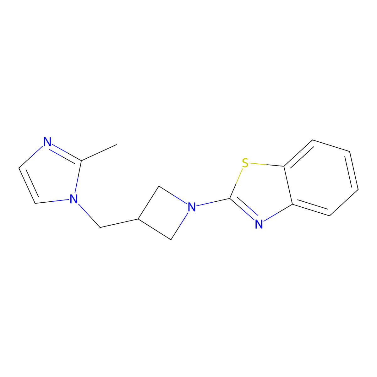 2-{3-[(2-methyl-1H-imidazol-1-yl)methyl]azetidin-1-yl}-1,3-benzothiazole molecular structure, CAS 2640975-04-6