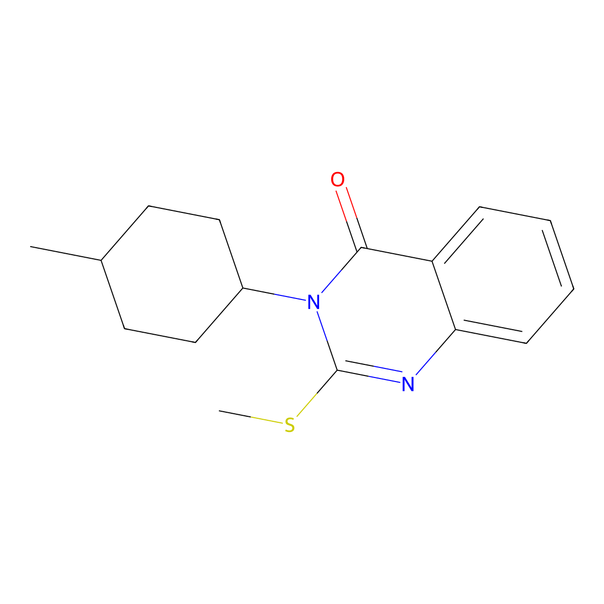 3-(4-Methylcyclohexyl)-2-(methylsulfanyl)-3,4-dihydroquinazolin-4-one molecular structure, CAS 2640975-05-7