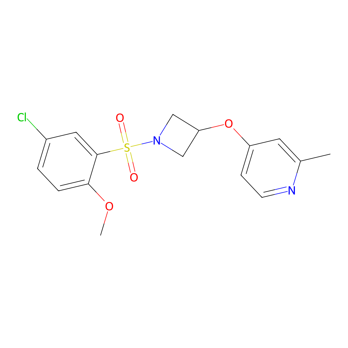 4-{[1-(5-Chloro-2-methoxybenzenesulfonyl)azetidin-3-yl]oxy}-2-methylpyridine molecular structure, CAS 2640975-07-9