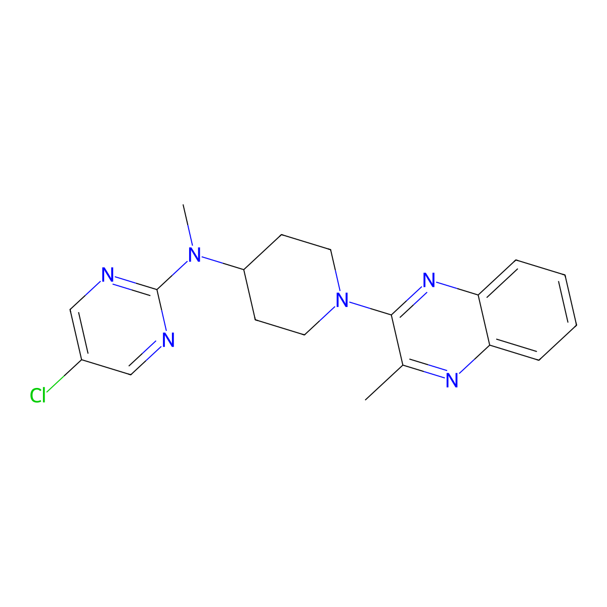 5-chloro-N-methyl-N-[1-(3-methylquinoxalin-2-yl)piperidin-4-yl]pyrimidin-2-amine molecular structure, CAS 2640975-14-8