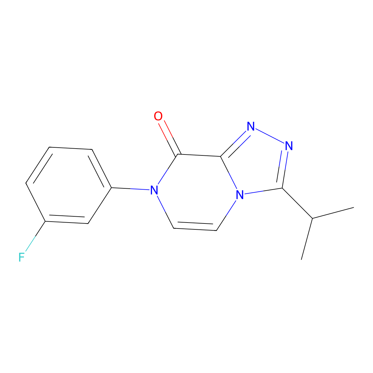 7-(3-fluorophenyl)-3-(propan-2-yl)-7H,8H-[1,2,4]triazolo[4,3-a]pyrazin-8-one molecular structure, CAS 2640975-17-1