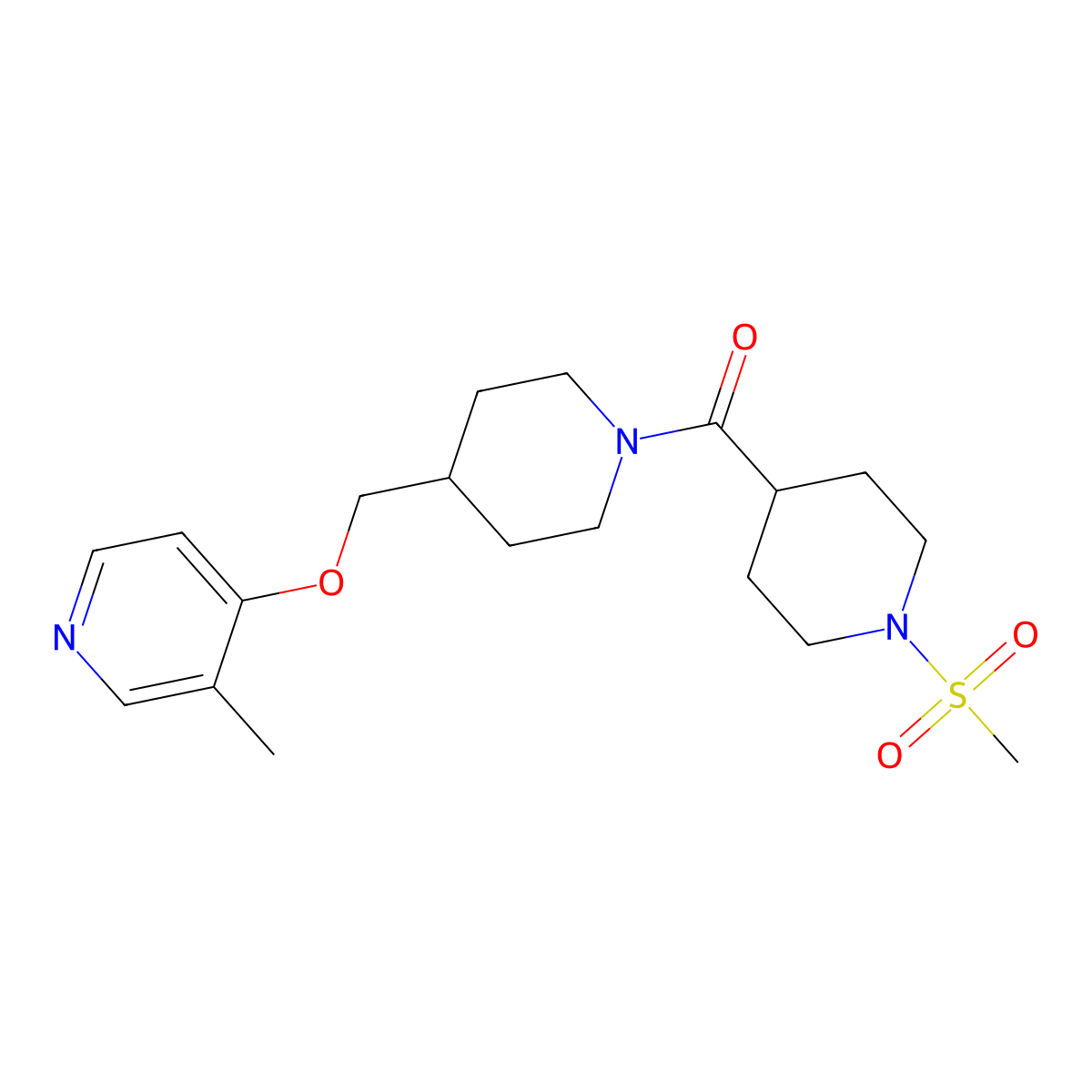 4-{[1-(1-Methanesulfonylpiperidine-4-carbonyl)piperidin-4-yl]methoxy}-3-methylpyridine molecular structure, CAS 2640975-18-2