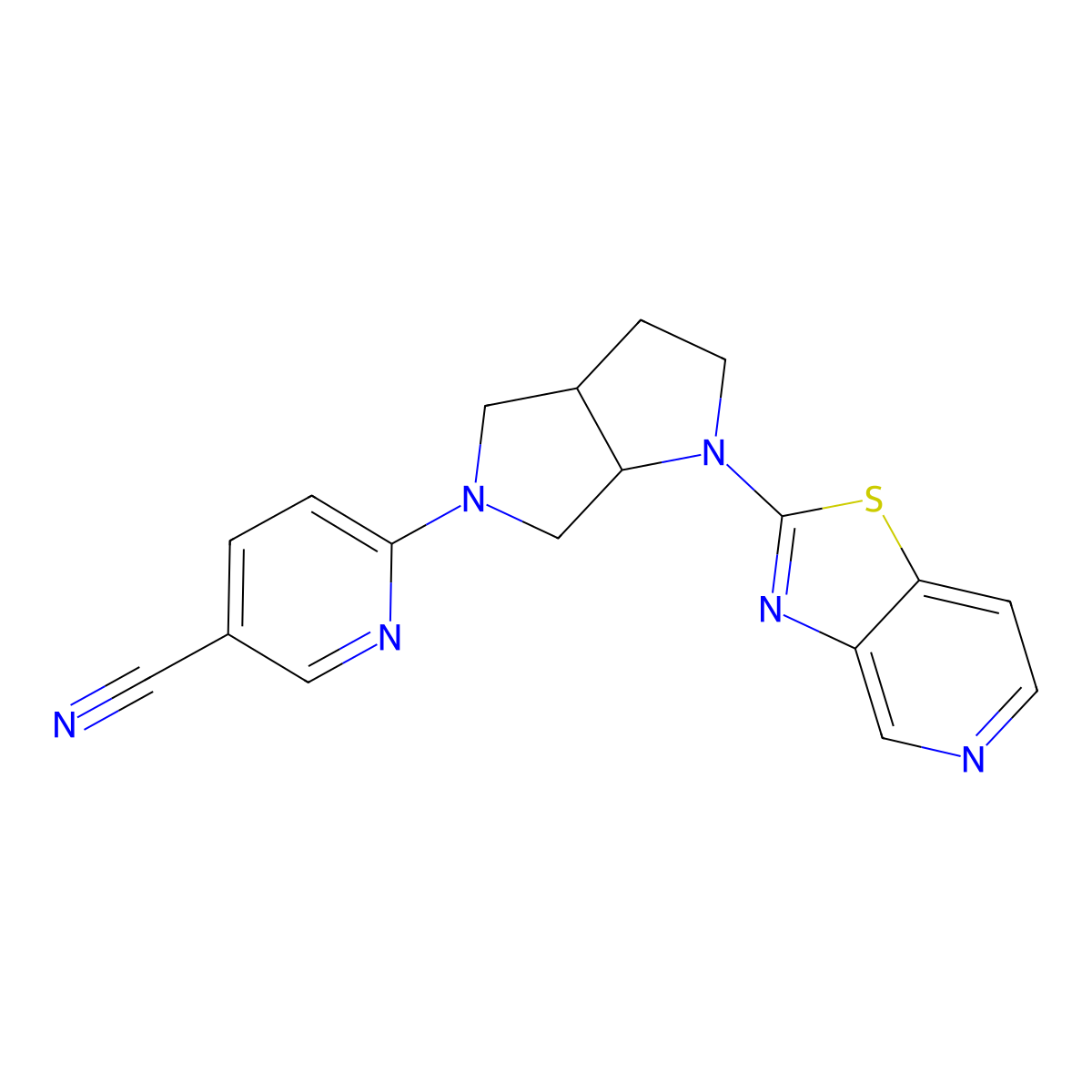 6-(1-{[1,3]Thiazolo[4,5-c]pyridin-2-yl}-octahydropyrrolo[2,3-c]pyrrol-5-yl)pyridine-3-carbonitrile molecular structure, CAS 2640975-26-2