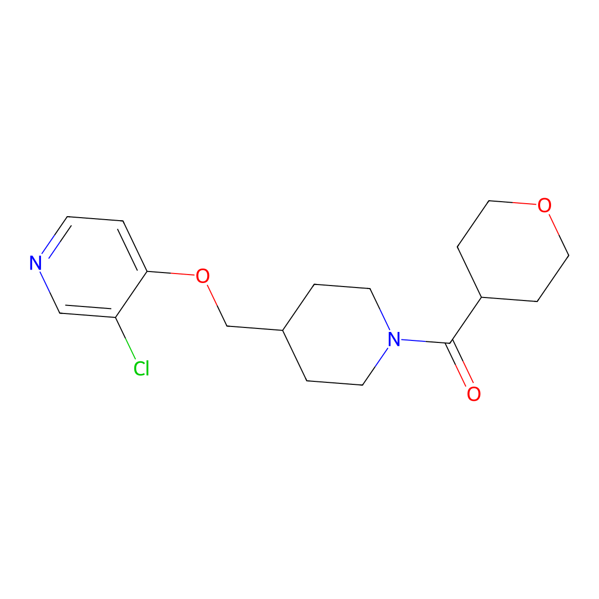 3-Chloro-4-{[1-(oxane-4-carbonyl)piperidin-4-yl]methoxy}pyridine molecular structure, CAS 2640975-31-9