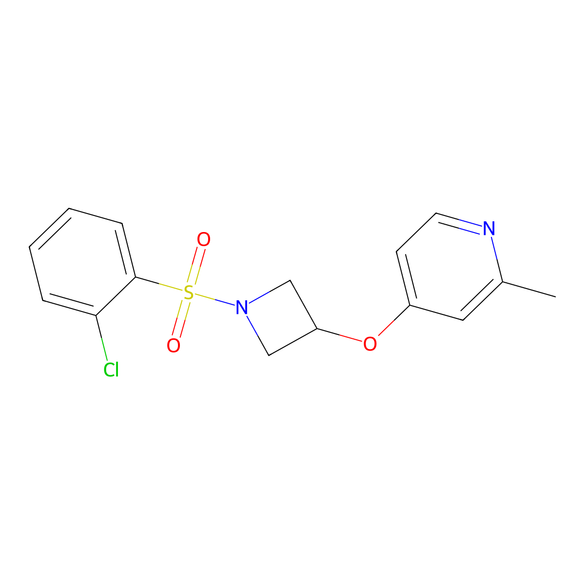 4-{[1-(2-Chlorobenzenesulfonyl)azetidin-3-yl]oxy}-2-methylpyridine molecular structure, CAS 2640975-36-4