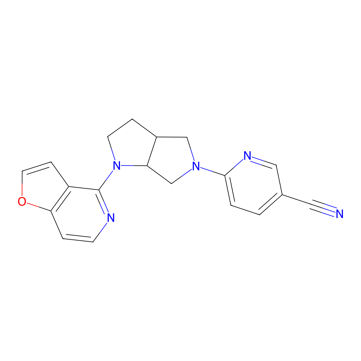 6-(1-{Furo[3,2-c]pyridin-4-yl}-octahydropyrrolo[3,4-b]pyrrol-5-yl)pyridine-3-carbonitrile molecular structure, CAS 2640975-38-6