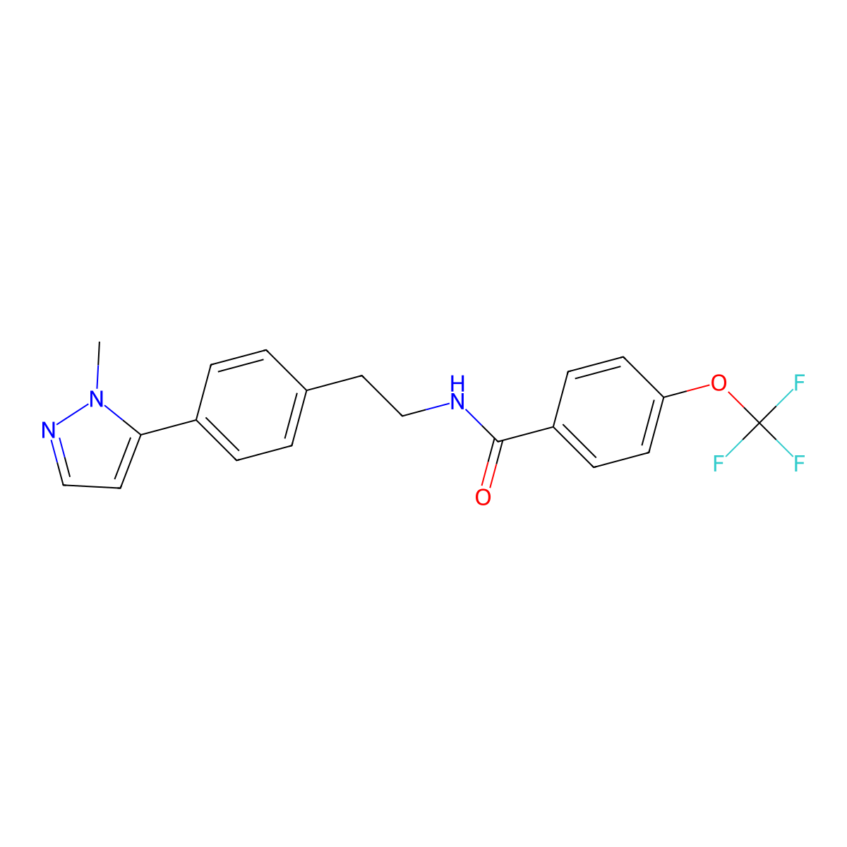 N-{2-[4-(1-methyl-1H-pyrazol-5-yl)phenyl]ethyl}-4-(trifluoromethoxy)benzamide molecular structure, CAS 2640975-44-4