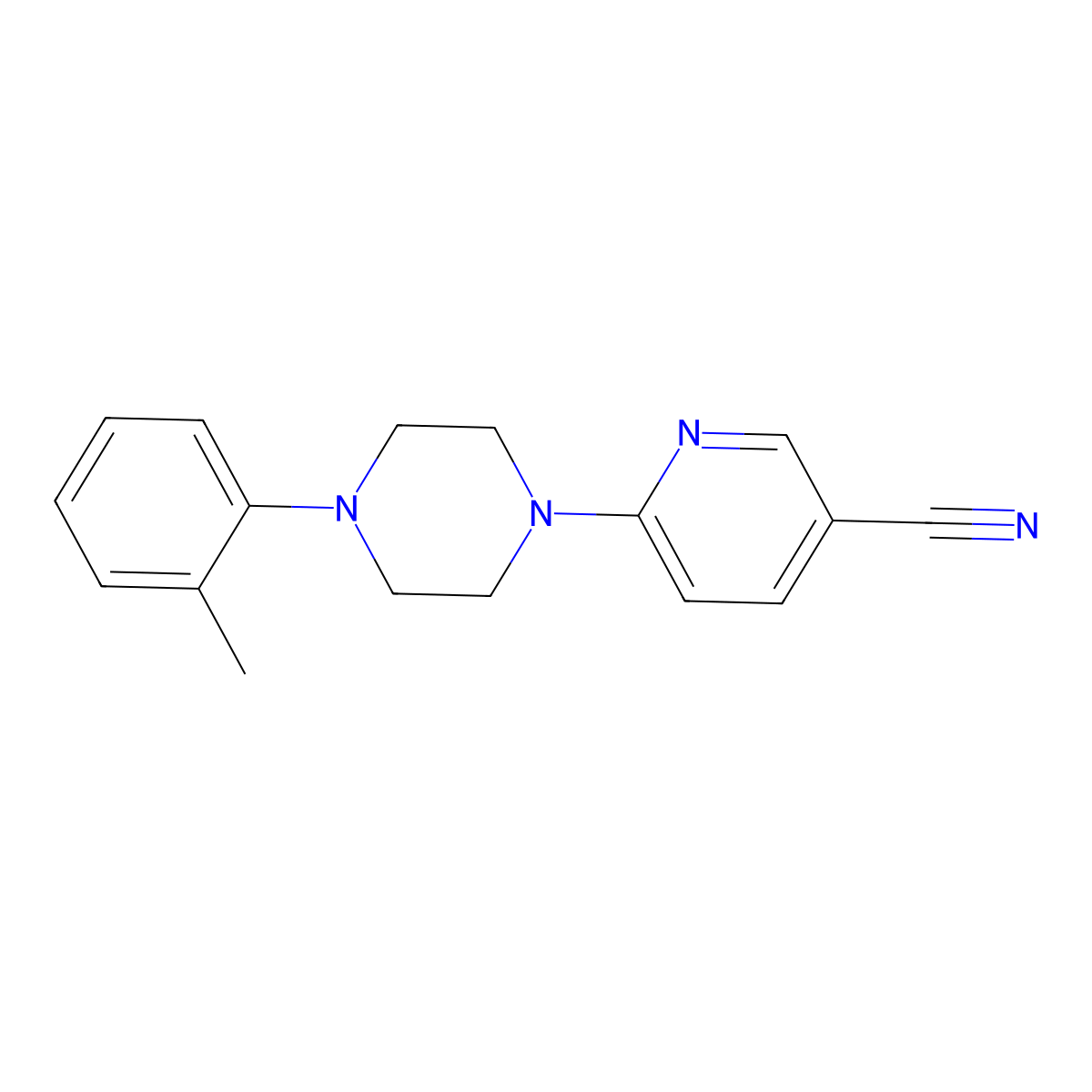 6-[4-(2-Methylphenyl)piperazin-1-yl]pyridine-3-carbonitrile molecular structure, CAS 2640975-46-6