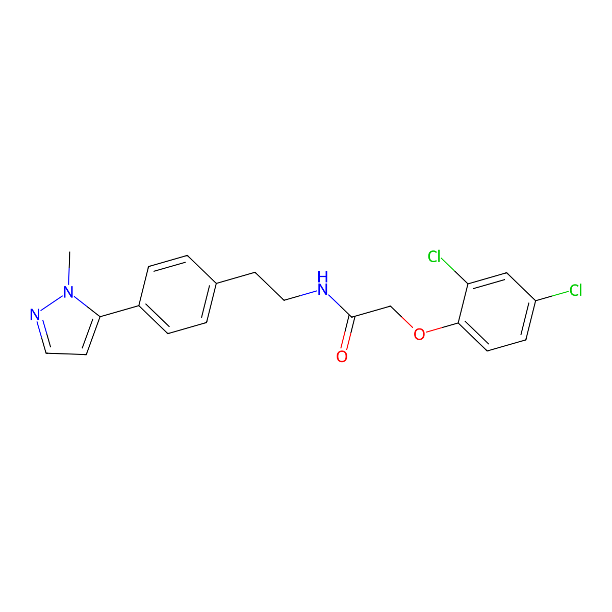 2-(2,4-dichlorophenoxy)-N-{2-[4-(1-methyl-1H-pyrazol-5-yl)phenyl]ethyl}acetamide molecular structure, CAS 2640975-52-4