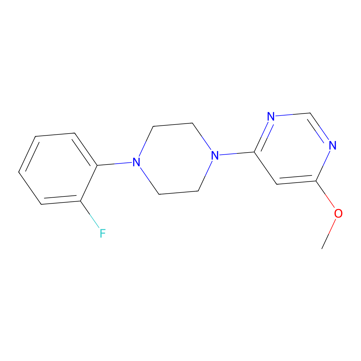 4-[4-(2-Fluorophenyl)piperazin-1-yl]-6-methoxypyrimidine molecular structure, CAS 2640975-53-5