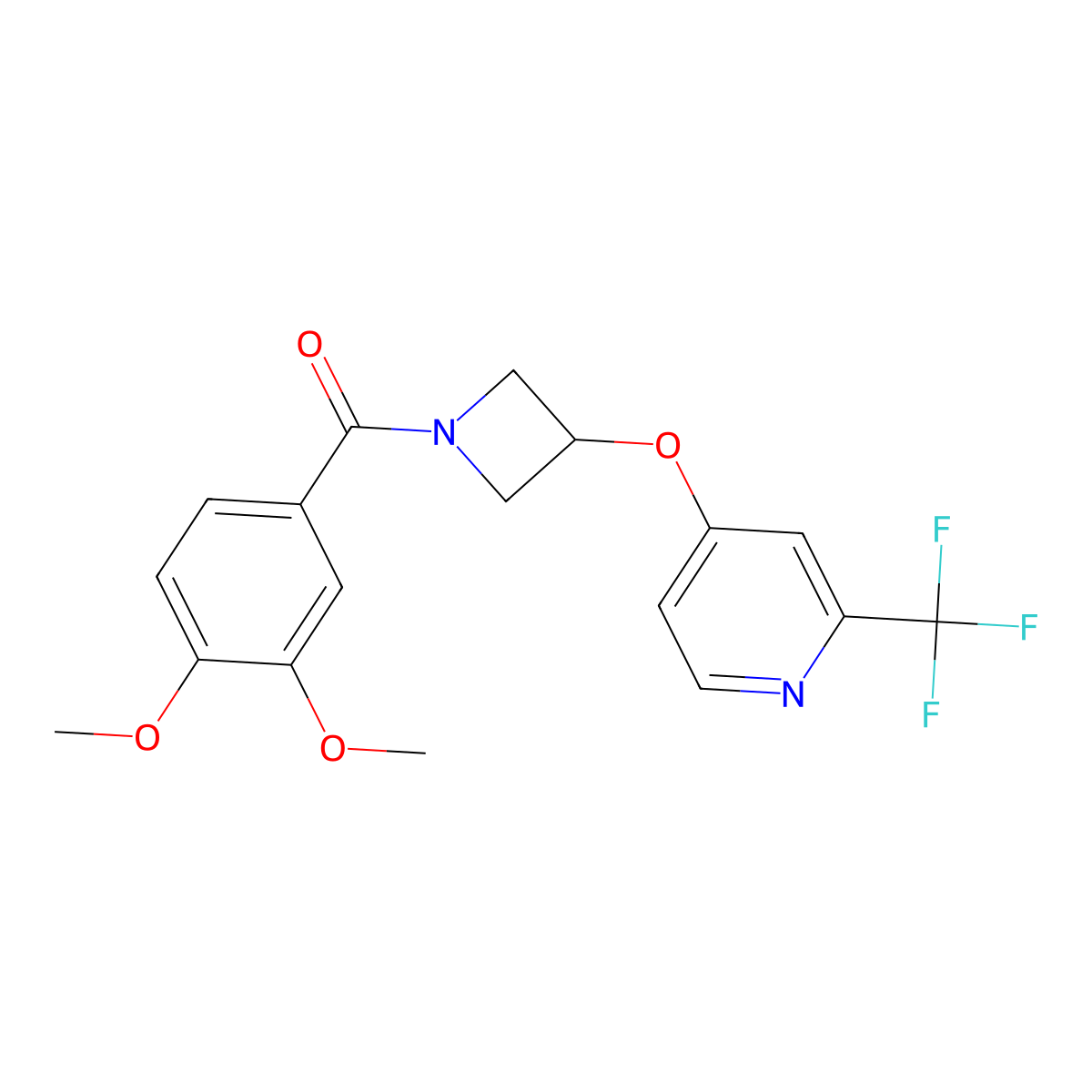 4-{[1-(3,4-Dimethoxybenzoyl)azetidin-3-yl]oxy}-2-(trifluoromethyl)pyridine molecular structure, CAS 2640975-59-1