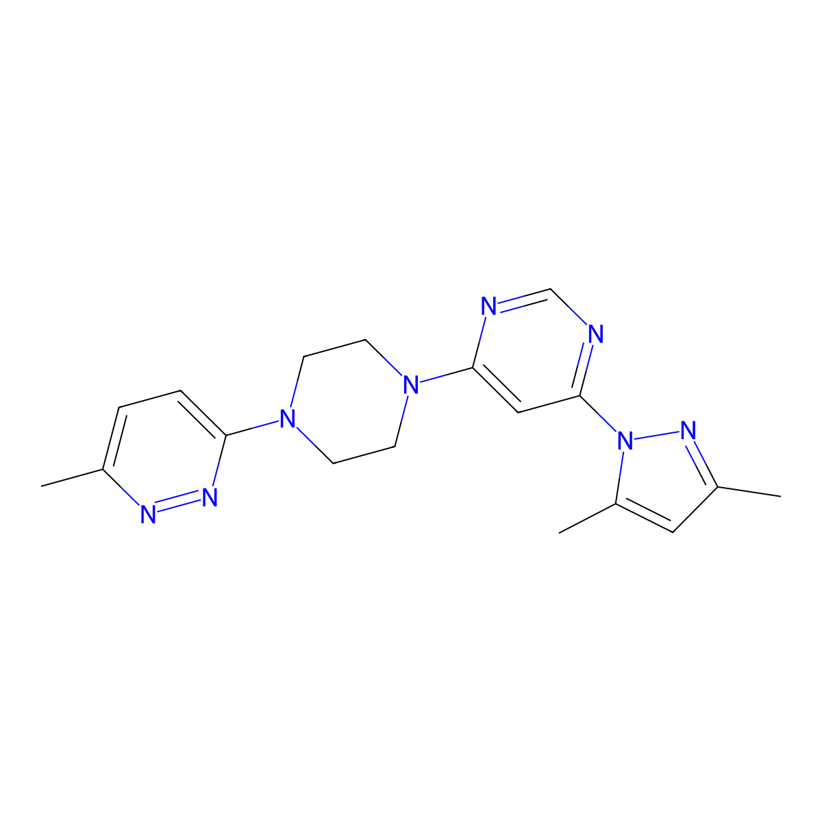 4-(3,5-dimethyl-1H-pyrazol-1-yl)-6-[4-(6-methylpyridazin-3-yl)piperazin-1-yl]pyrimidine molecular structure, CAS 2640975-65-9