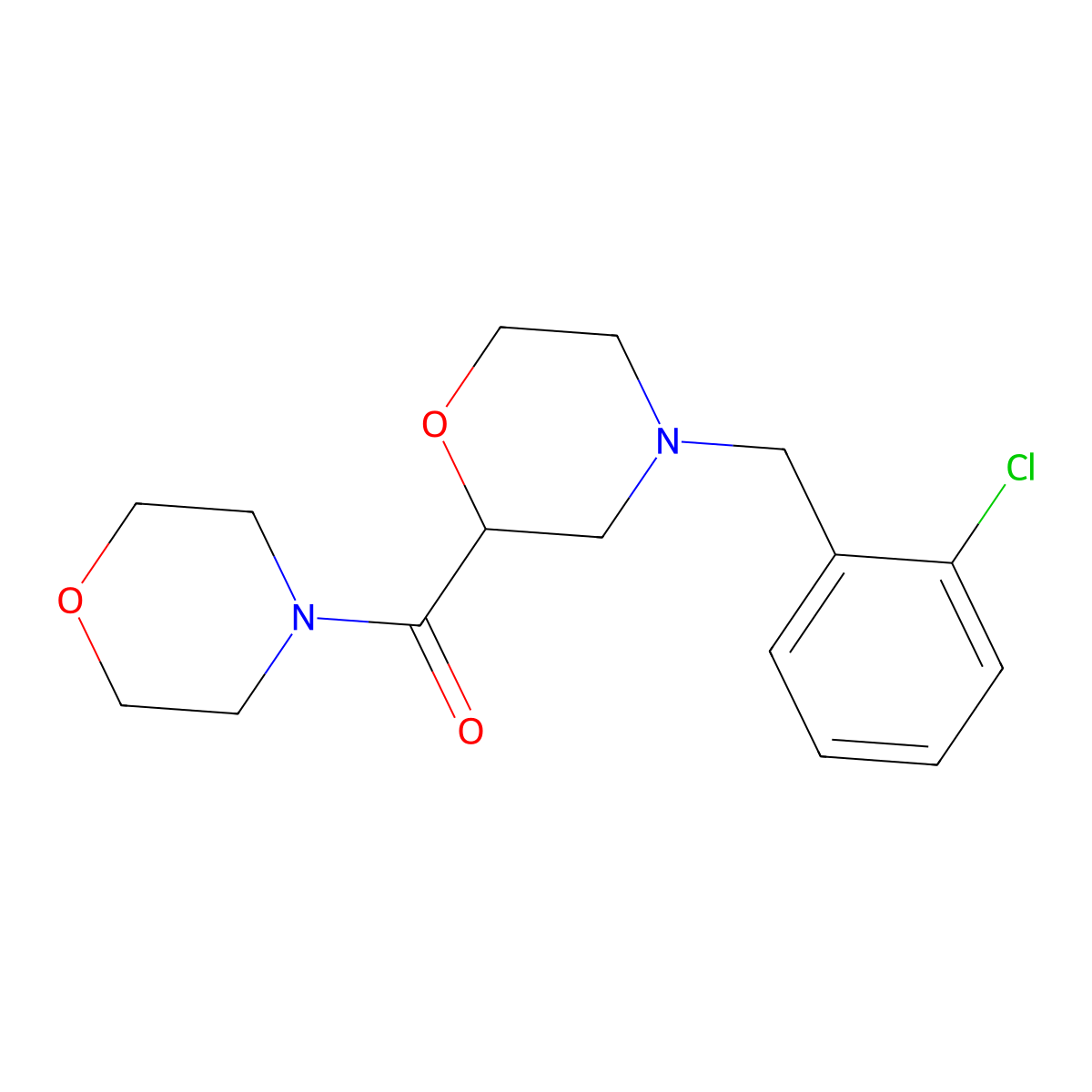 4-[(2-Chlorophenyl)methyl]-2-(morpholine-4-carbonyl)morpholine molecular structure, CAS 2640975-68-2