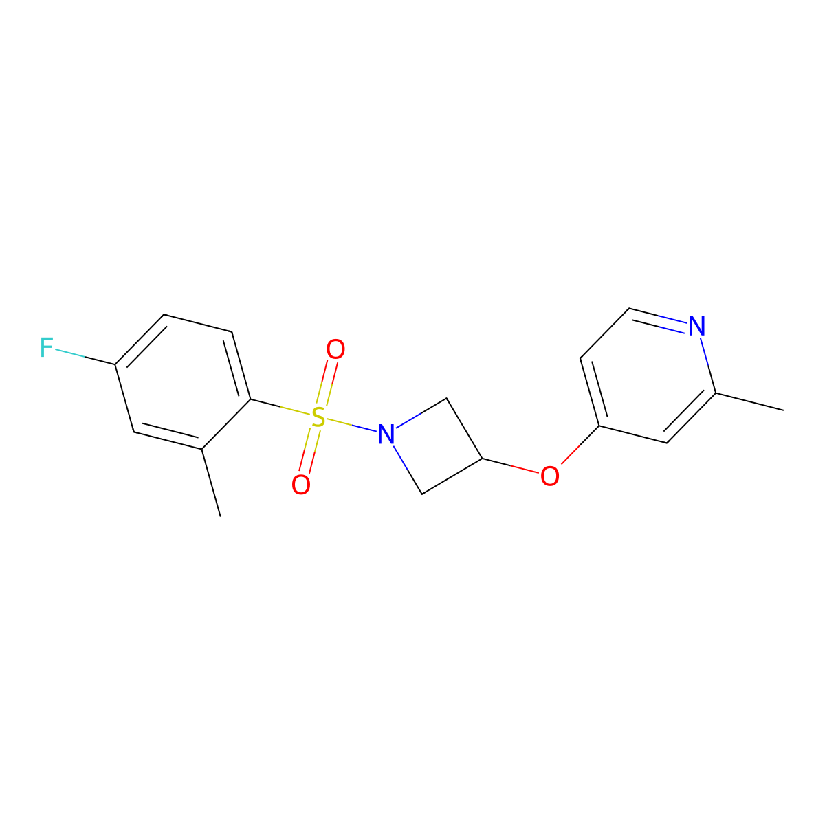 4-{[1-(4-Fluoro-2-methylbenzenesulfonyl)azetidin-3-yl]oxy}-2-methylpyridine molecular structure, CAS 2640975-85-3