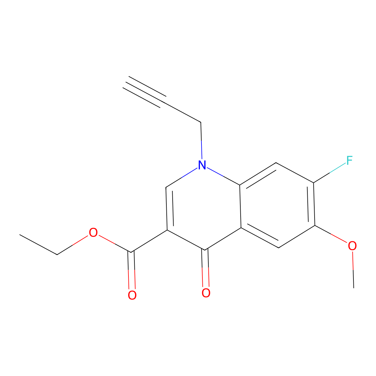 Ethyl 7-fluoro-6-methoxy-4-oxo-1-(prop-2-yn-1-yl)-1,4-dihydroquinoline-3-carboxylate molecular structure, CAS 2640975-88-6
