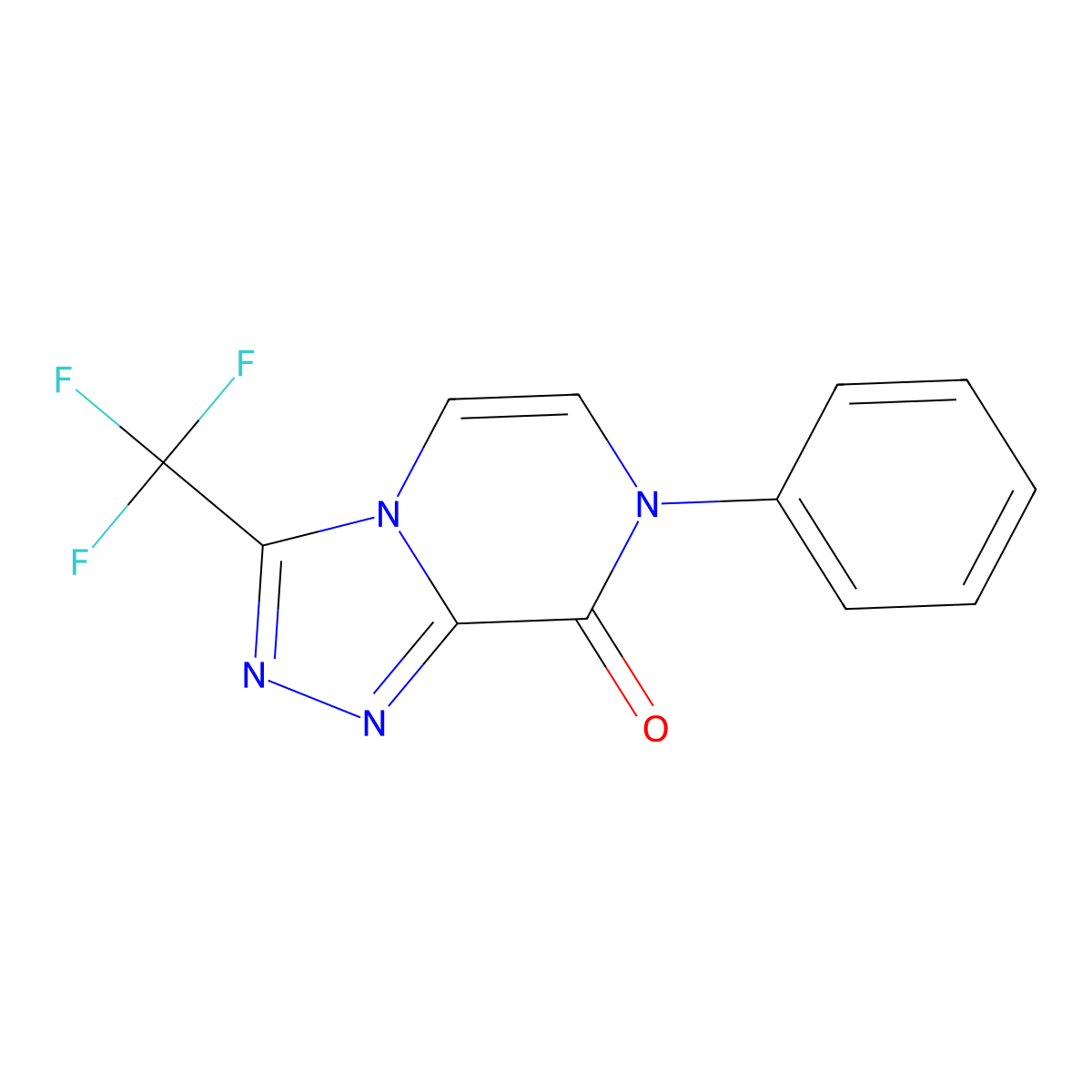 7-phenyl-3-(trifluoromethyl)-7H,8H-[1,2,4]triazolo[4,3-a]pyrazin-8-one molecular structure, CAS 2640975-97-7