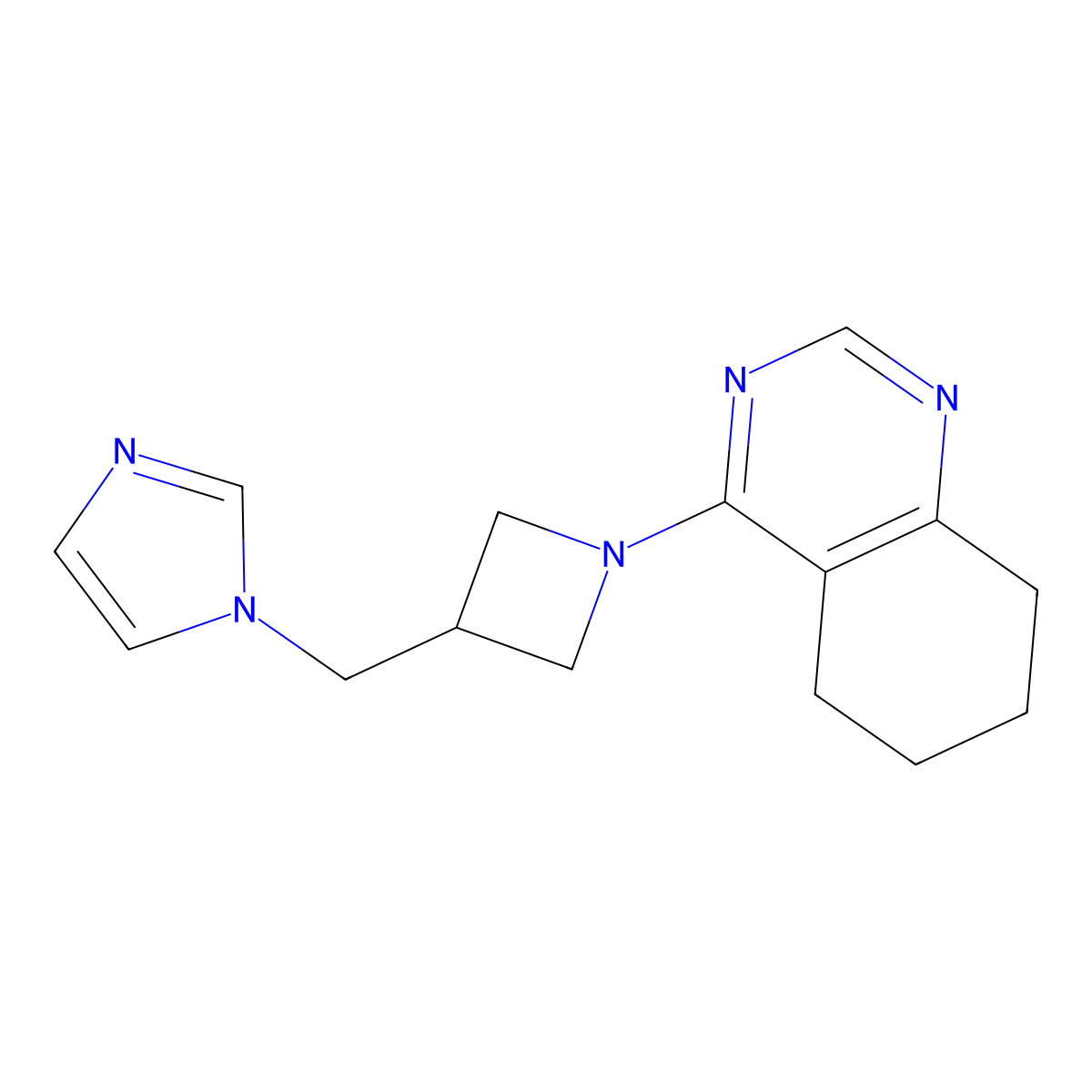 4-{3-[(1H-imidazol-1-yl)methyl]azetidin-1-yl}-5,6,7,8-tetrahydroquinazoline molecular structure, CAS 2640976-01-6