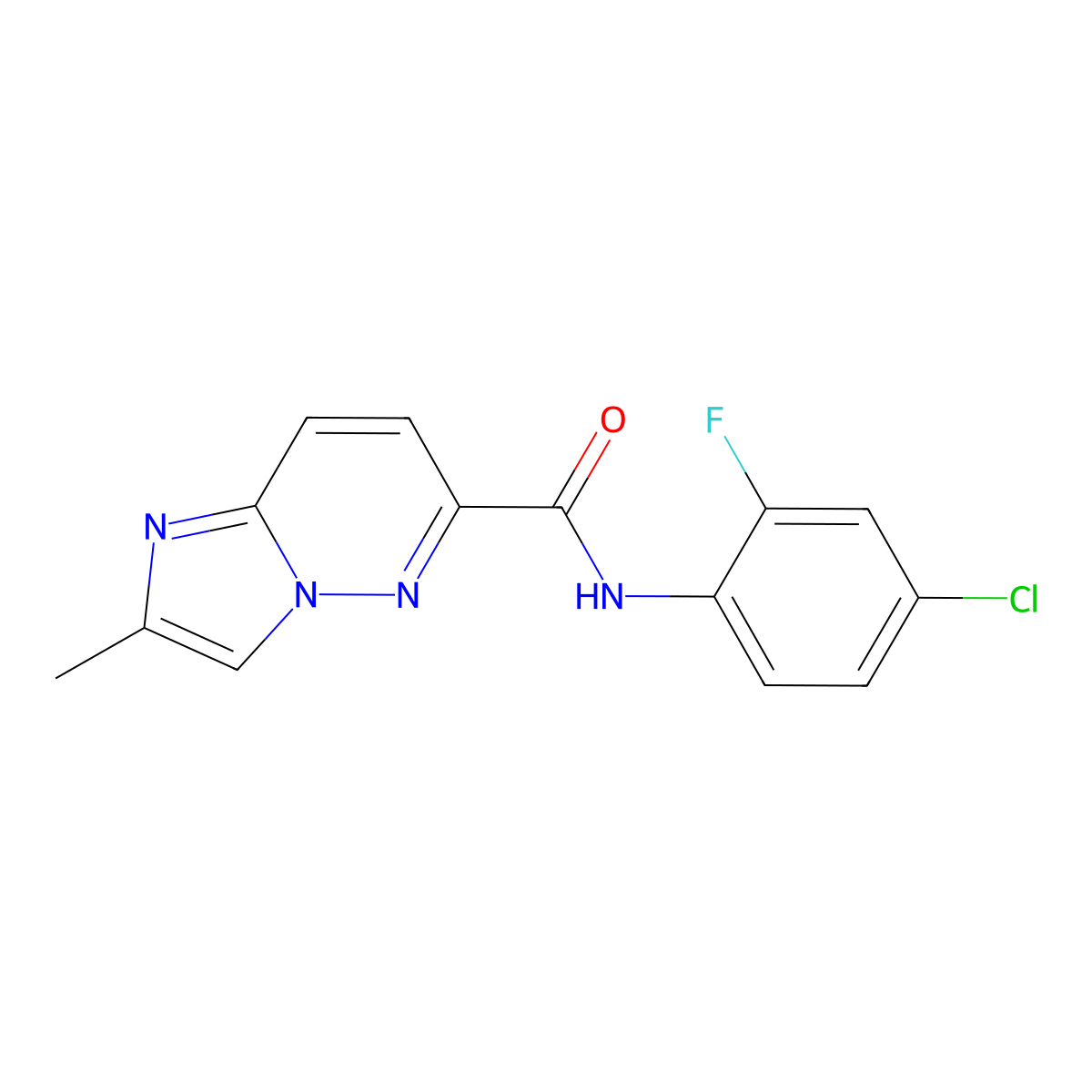 N-(4-chloro-2-fluorophenyl)-2-methylimidazo[1,2-b]pyridazine-6-carboxamide molecular structure, CAS 2640976-04-9