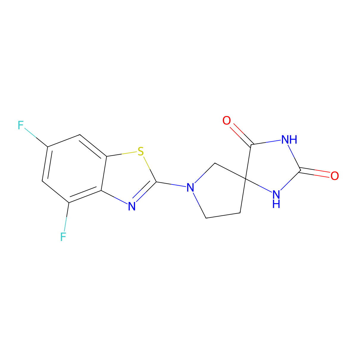7-(4,6-Difluoro-1,3-benzothiazol-2-yl)-1,3,7-triazaspiro[4.4]nonane-2,4-dione molecular structure, CAS 2640976-05-0