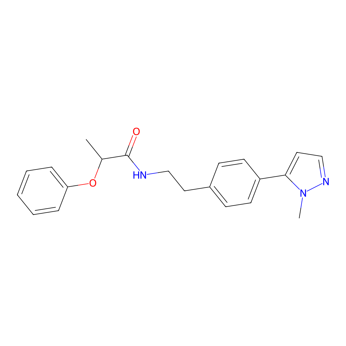 N-{2-[4-(1-methyl-1H-pyrazol-5-yl)phenyl]ethyl}-2-phenoxypropanamide molecular structure, CAS 2640976-06-1