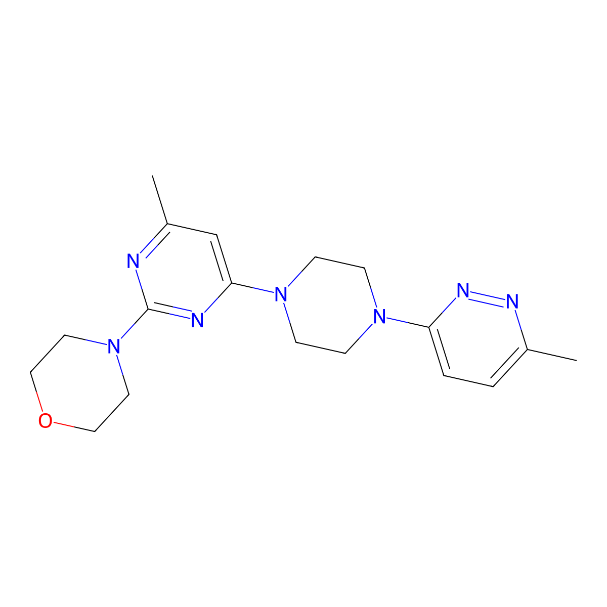 4-{4-Methyl-6-[4-(6-methylpyridazin-3-yl)piperazin-1-yl]pyrimidin-2-yl}morpholine molecular structure, CAS 2640976-07-2