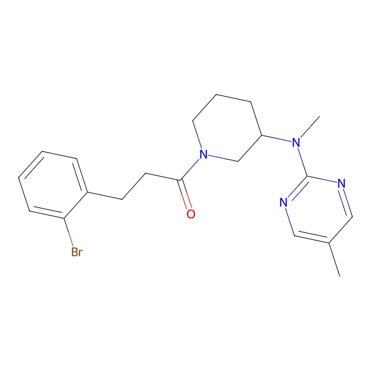3-(2-Bromophenyl)-1-{3-[methyl(5-methylpyrimidin-2-yl)amino]piperidin-1-yl}propan-1-one molecular structure, CAS 2640976-08-3