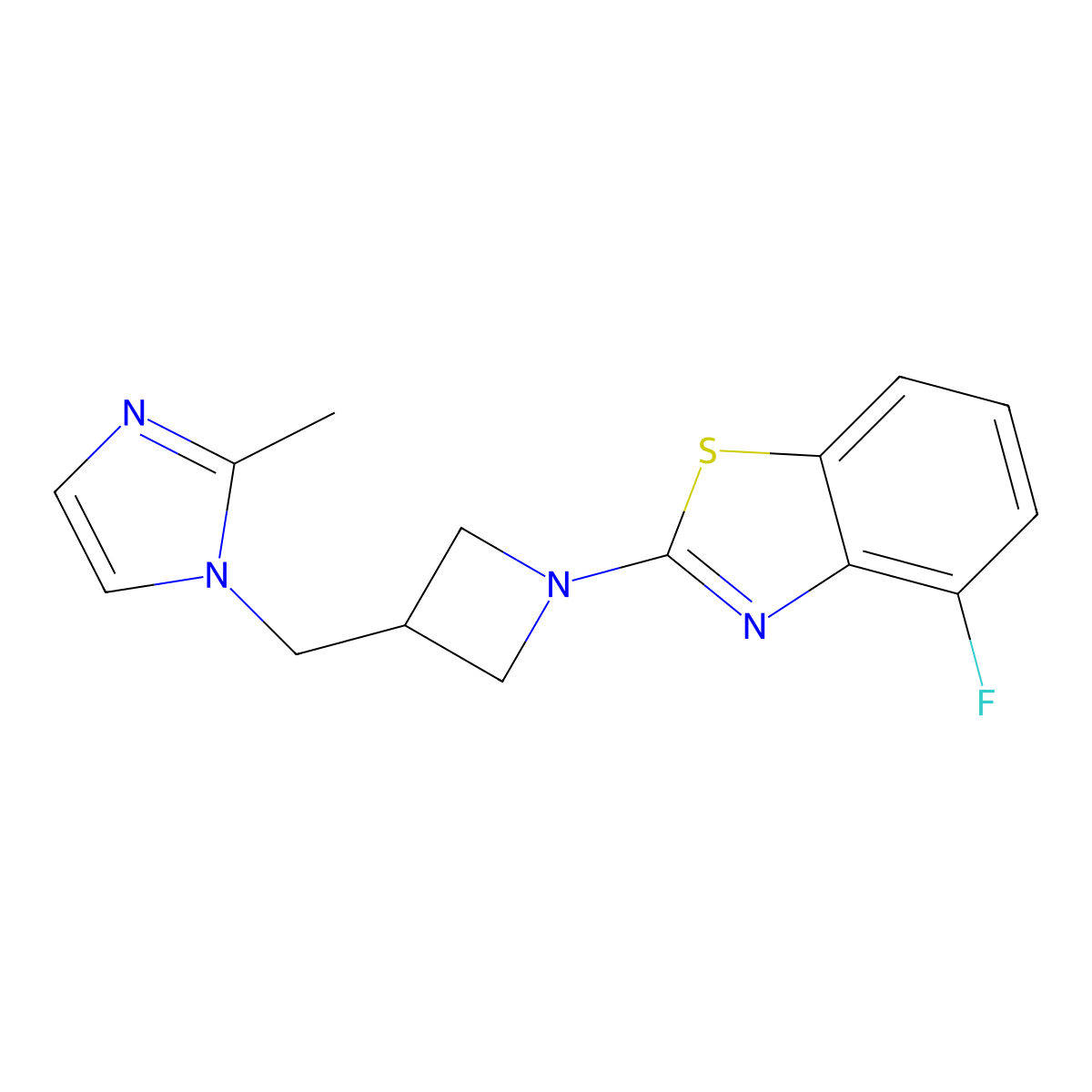 4-fluoro-2-{3-[(2-methyl-1H-imidazol-1-yl)methyl]azetidin-1-yl}-1,3-benzothiazole molecular structure, CAS 2640976-11-8