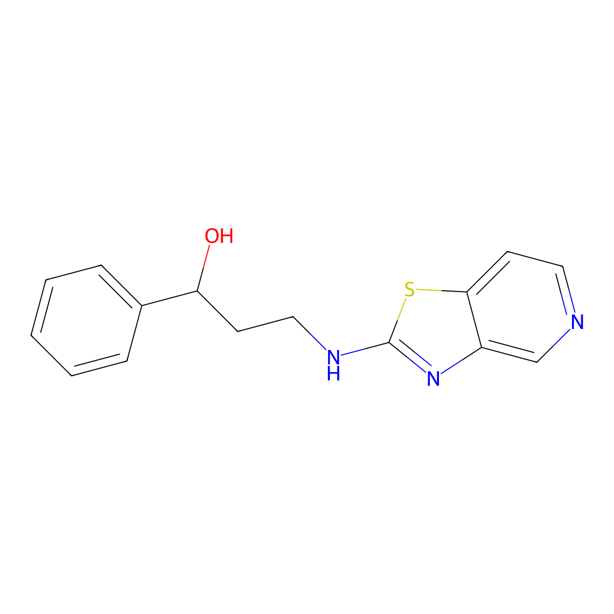 1-Phenyl-3-({[1,3]thiazolo[4,5-c]pyridin-2-yl}amino)propan-1-ol molecular structure, CAS 2640976-20-9