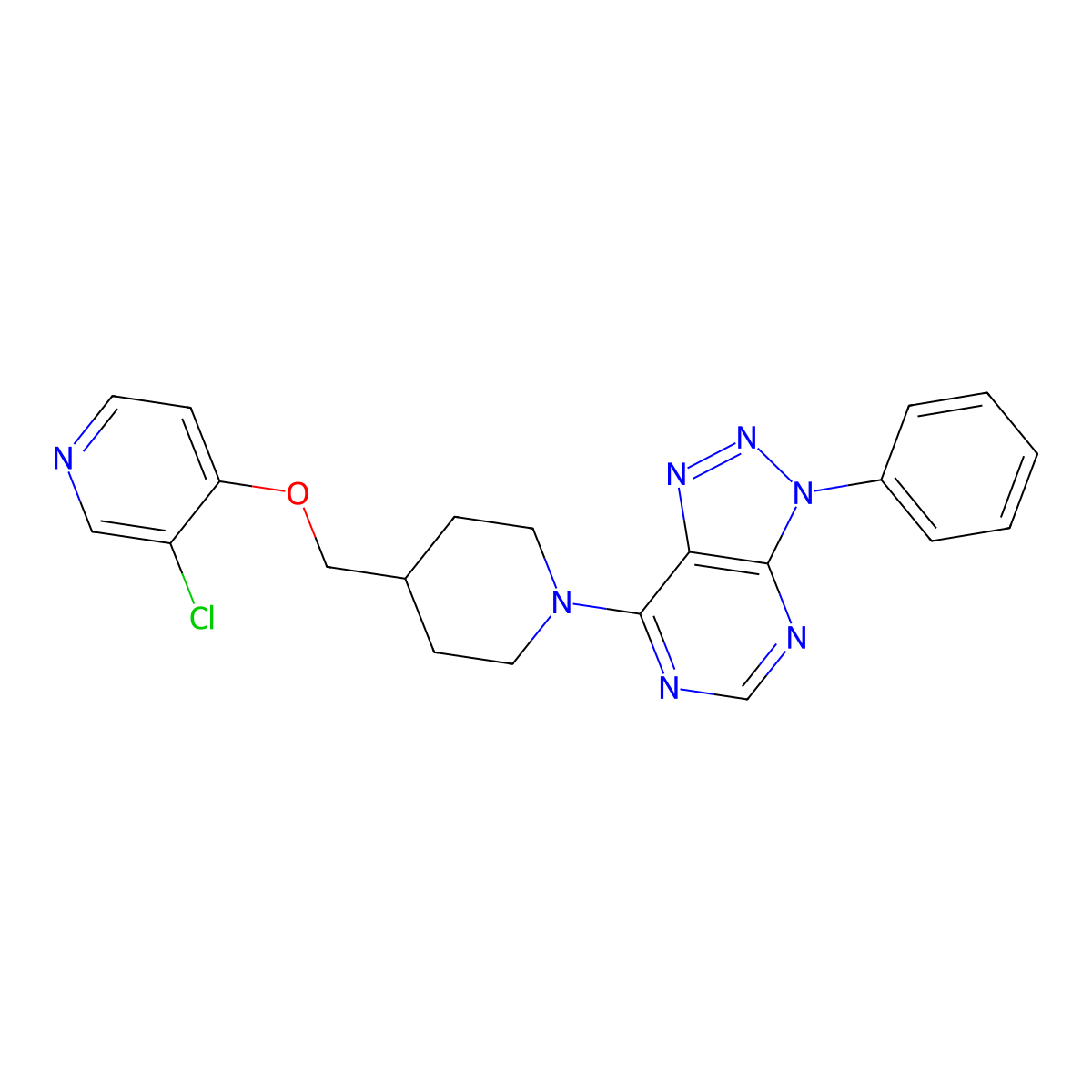 3-chloro-4-[(1-{3-phenyl-3H-[1,2,3]triazolo[4,5-d]pyrimidin-7-yl}piperidin-4-yl)methoxy]pyridine molecular structure, CAS 2640976-21-0
