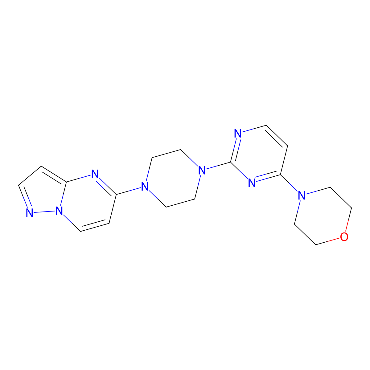 4-[2-(4-{Pyrazolo[1,5-a]pyrimidin-5-yl}piperazin-1-yl)pyrimidin-4-yl]morpholine molecular structure, CAS 2640976-22-1