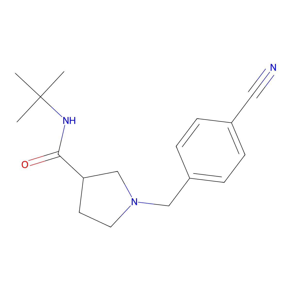N-tert-butyl-1-[(4-cyanophenyl)methyl]pyrrolidine-3-carboxamide molecular structure, CAS 2640976-25-4
