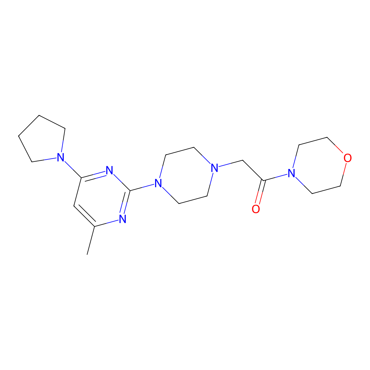 2-{4-[4-Methyl-6-(pyrrolidin-1-yl)pyrimidin-2-yl]piperazin-1-yl}-1-(morpholin-4-yl)ethan-1-one molecular structure, CAS 2640976-26-5