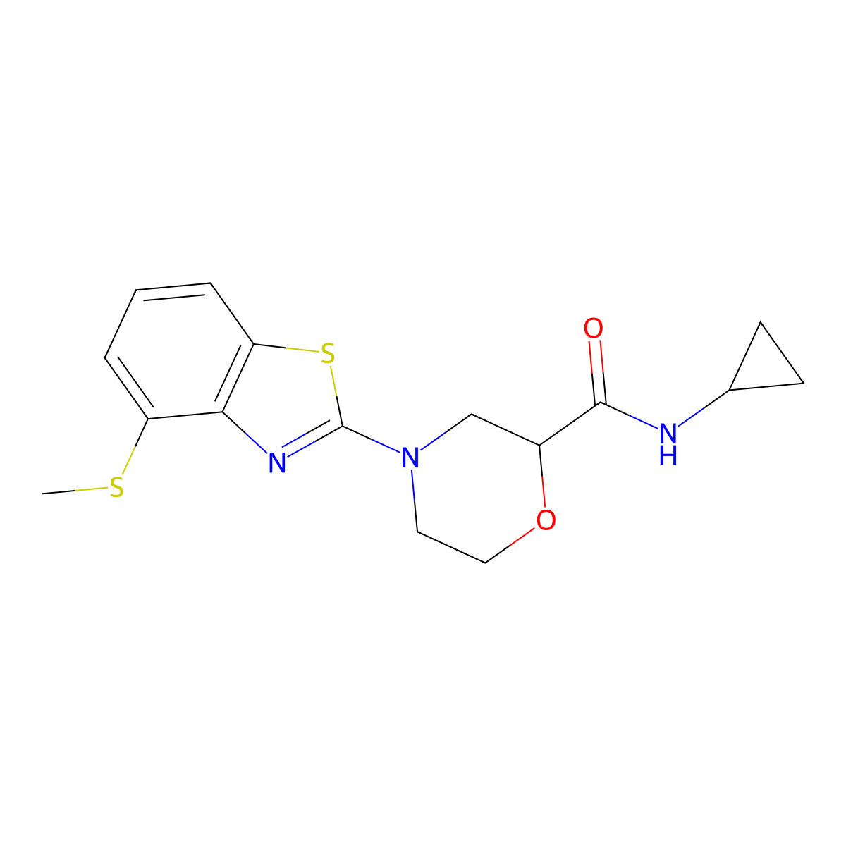 N-cyclopropyl-4-[4-(methylsulfanyl)-1,3-benzothiazol-2-yl]morpholine-2-carboxamide molecular structure, CAS 2640976-31-2