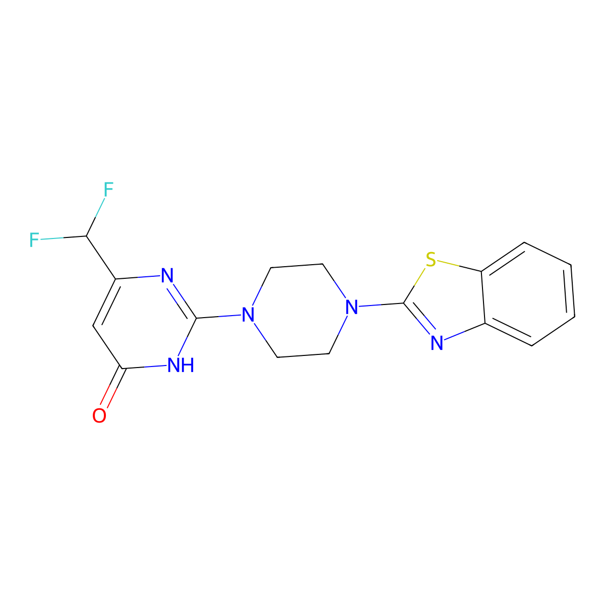 2-[4-(1,3-Benzothiazol-2-yl)piperazin-1-yl]-6-(difluoromethyl)-3,4-dihydropyrimidin-4-one molecular structure, CAS 2640976-35-6