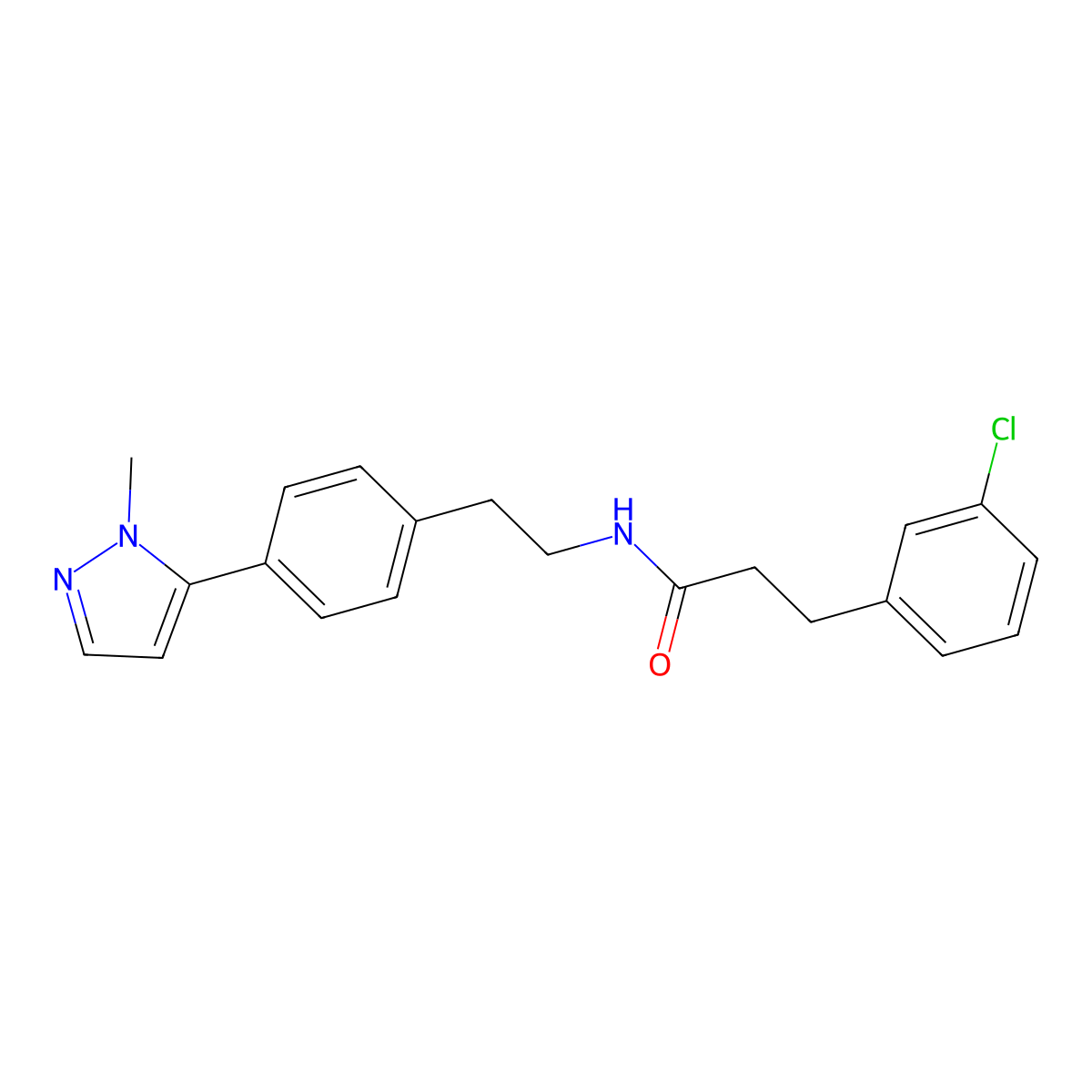 3-(3-chlorophenyl)-N-{2-[4-(1-methyl-1H-pyrazol-5-yl)phenyl]ethyl}propanamide molecular structure, CAS 2640976-46-9