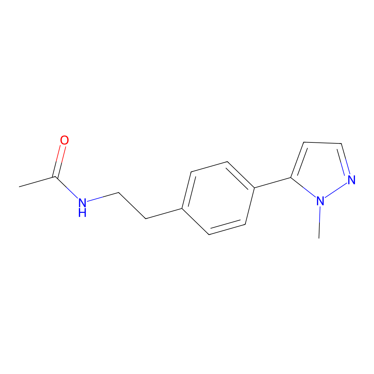 N-{2-[4-(1-methyl-1H-pyrazol-5-yl)phenyl]ethyl}acetamide molecular structure, CAS 2640976-47-0