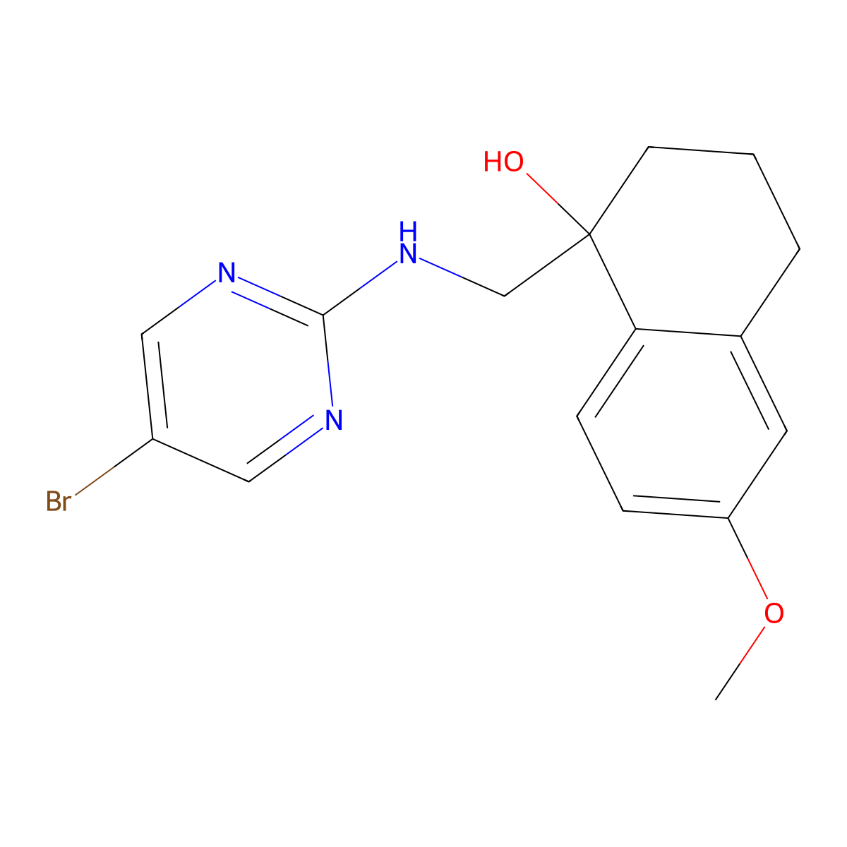1-{[(5-Bromopyrimidin-2-yl)amino]methyl}-6-methoxy-1,2,3,4-tetrahydronaphthalen-1-ol molecular structure, CAS 2640976-48-1