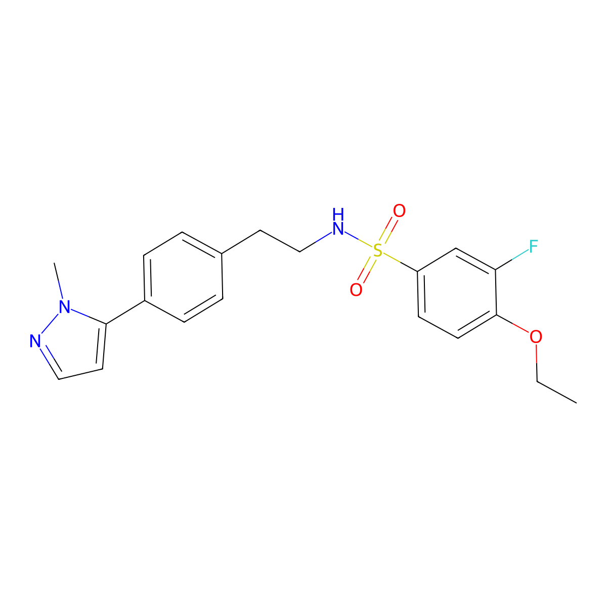4-ethoxy-3-fluoro-N-{2-[4-(1-methyl-1H-pyrazol-5-yl)phenyl]ethyl}benzene-1-sulfonamide molecular structure, CAS 2640976-51-6