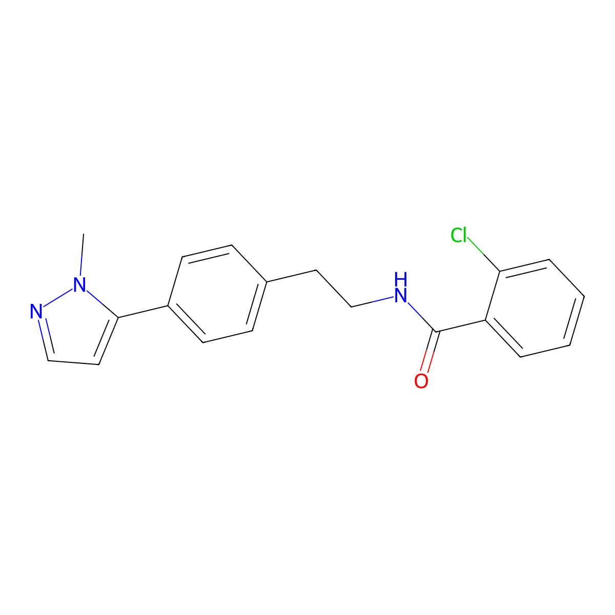 2-chloro-N-{2-[4-(1-methyl-1H-pyrazol-5-yl)phenyl]ethyl}benzamide molecular structure, CAS 2640976-55-0