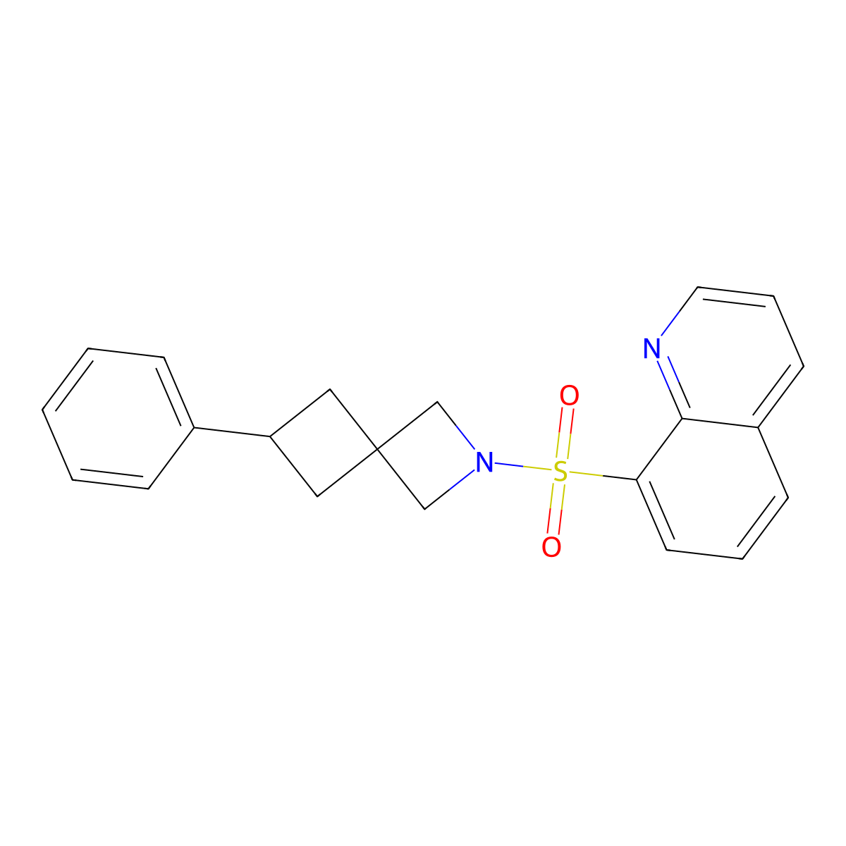 8-({6-Phenyl-2-azaspiro[3.3]heptan-2-yl}sulfonyl)quinoline molecular structure, CAS 2640976-61-8