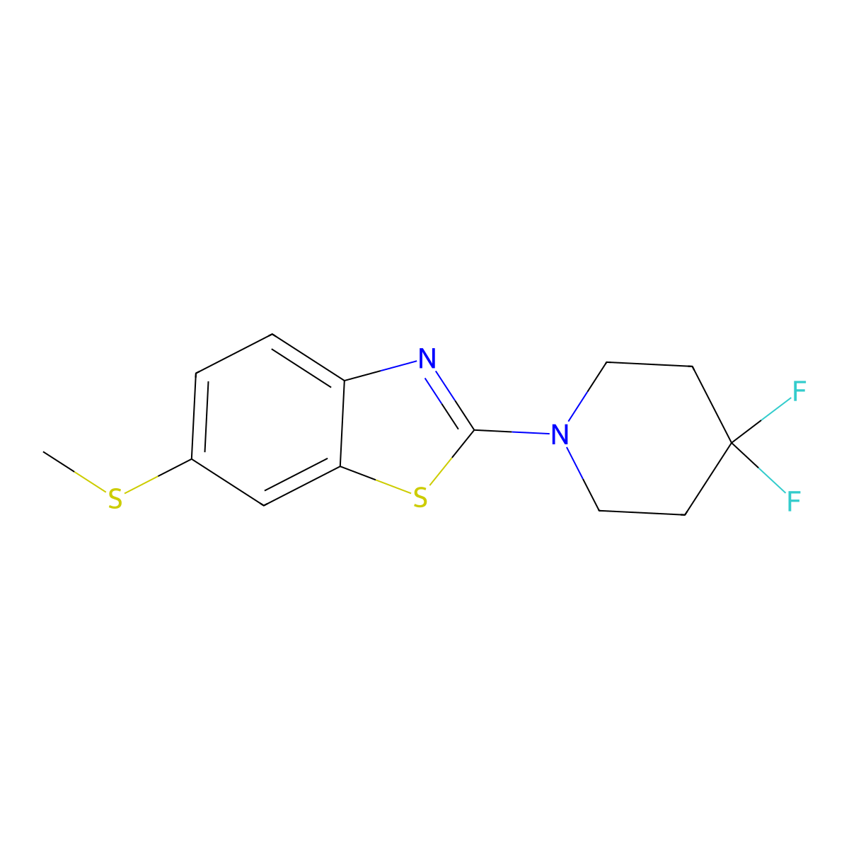 2-(4,4-Difluoropiperidin-1-yl)-6-(methylsulfanyl)-1,3-benzothiazole molecular structure, CAS 2640976-62-9
