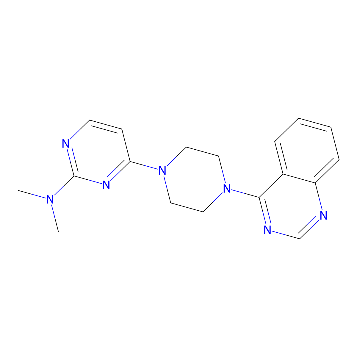 N,N-dimethyl-4-[4-(quinazolin-4-yl)piperazin-1-yl]pyrimidin-2-amine molecular structure, CAS 2640976-67-4