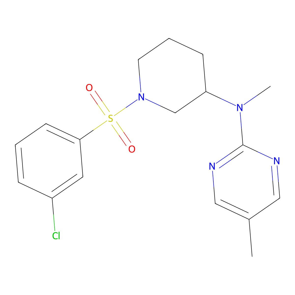 N-[1-(3-chlorobenzenesulfonyl)piperidin-3-yl]-N,5-dimethylpyrimidin-2-amine molecular structure, CAS 2640976-68-5