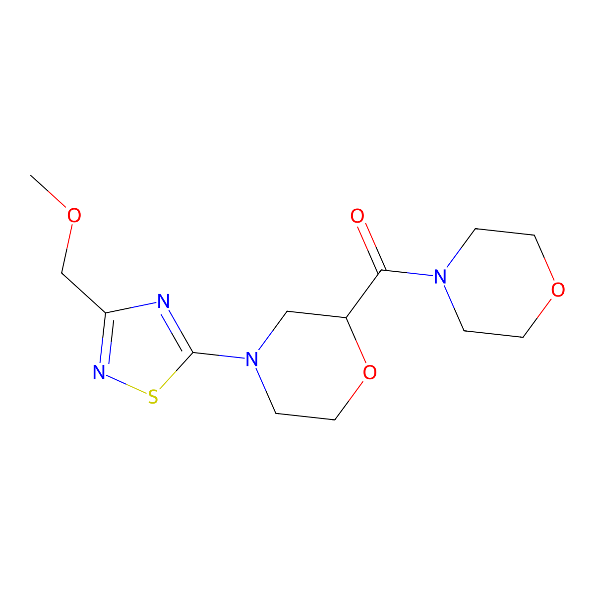 4-[3-(Methoxymethyl)-1,2,4-thiadiazol-5-yl]-2-(morpholine-4-carbonyl)morpholine molecular structure, CAS 2640976-71-0