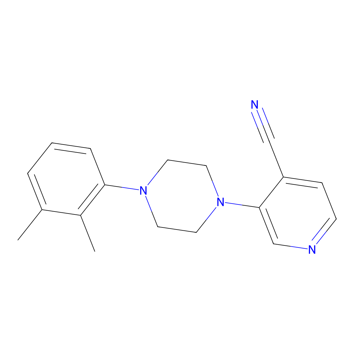 3-[4-(2,3-Dimethylphenyl)piperazin-1-yl]pyridine-4-carbonitrile molecular structure, CAS 2640976-78-7