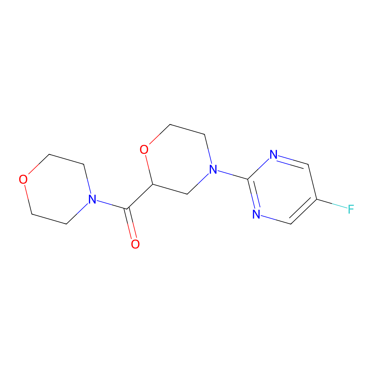 4-(5-Fluoropyrimidin-2-yl)-2-(morpholine-4-carbonyl)morpholine molecular structure, CAS 2640976-81-2